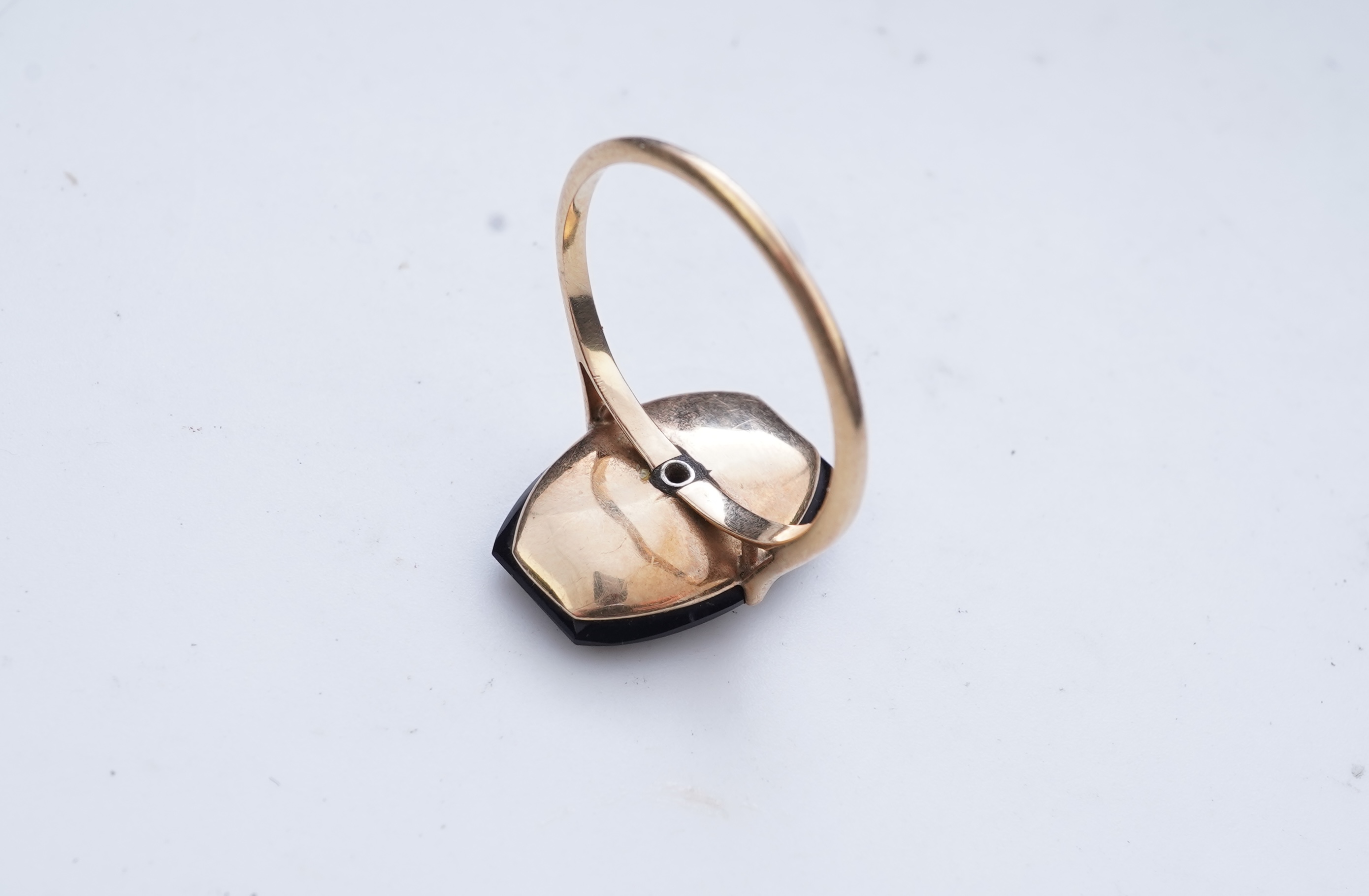 An opal, onyx and diamond ring, early 20th century composite